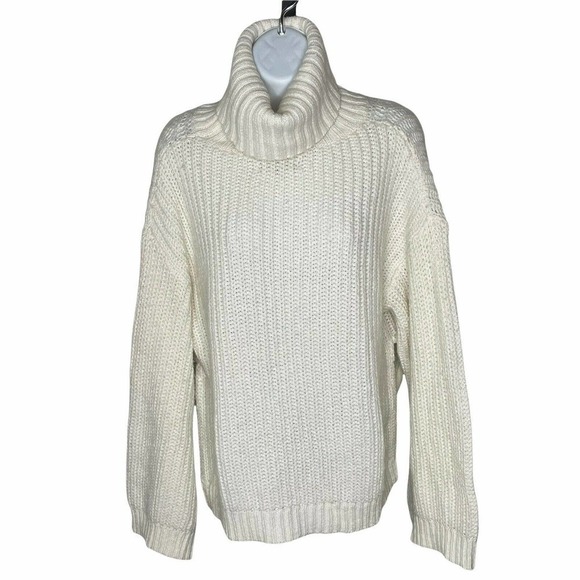 RACHEL Zoe Heavy Knit Wool Alpaca Blend Slouchy Turtleneck Sweater XS Oversized - Picture 2 of 6